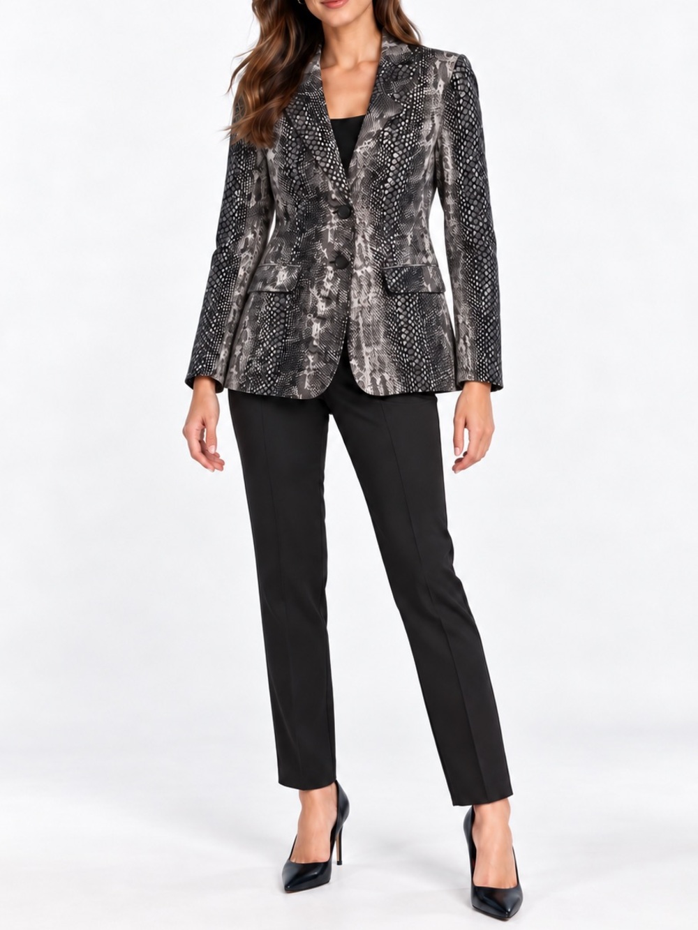 Chico’s Snakeskin Two Button Knit Blazer Suit Jacket Sz S